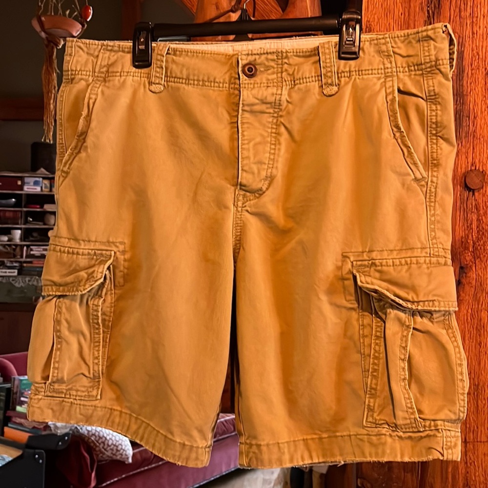 Hollister Button Fly Khaki Cargo Shorts